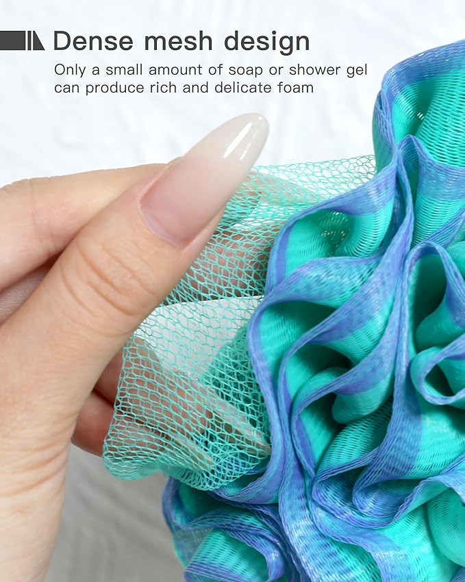 Loofah Bath Sponge, Large Exfoliating Body Scrubber, 4-Piece Loofa Set