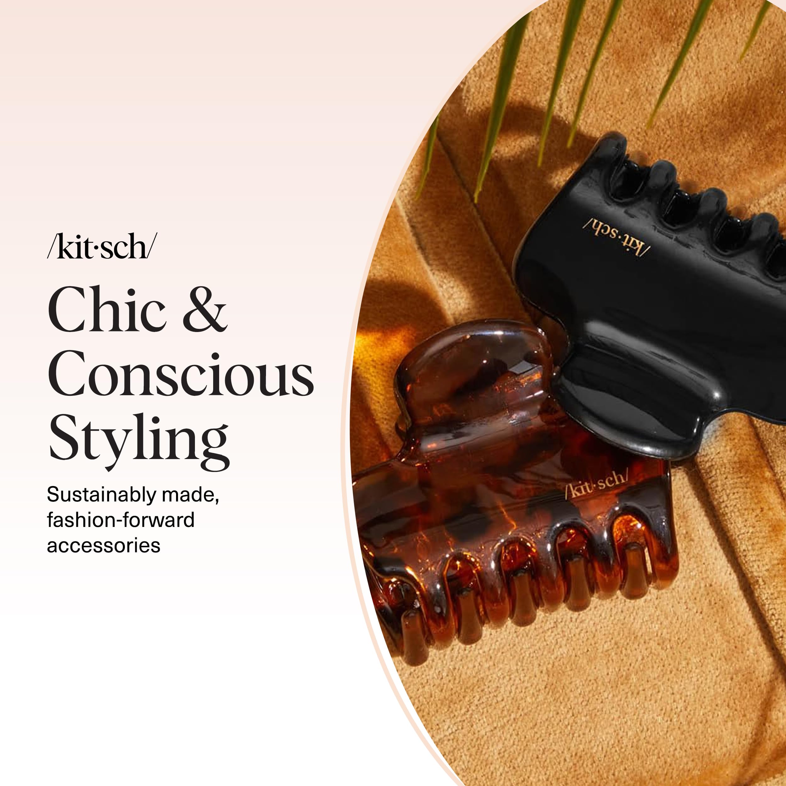 Kitsch Medium Claw Clips for Women - Strong Hold & Stylish Glossy Puffy Design Hair Accessories | Half-Up or Full Updos - 2pc Set, Black & Tort