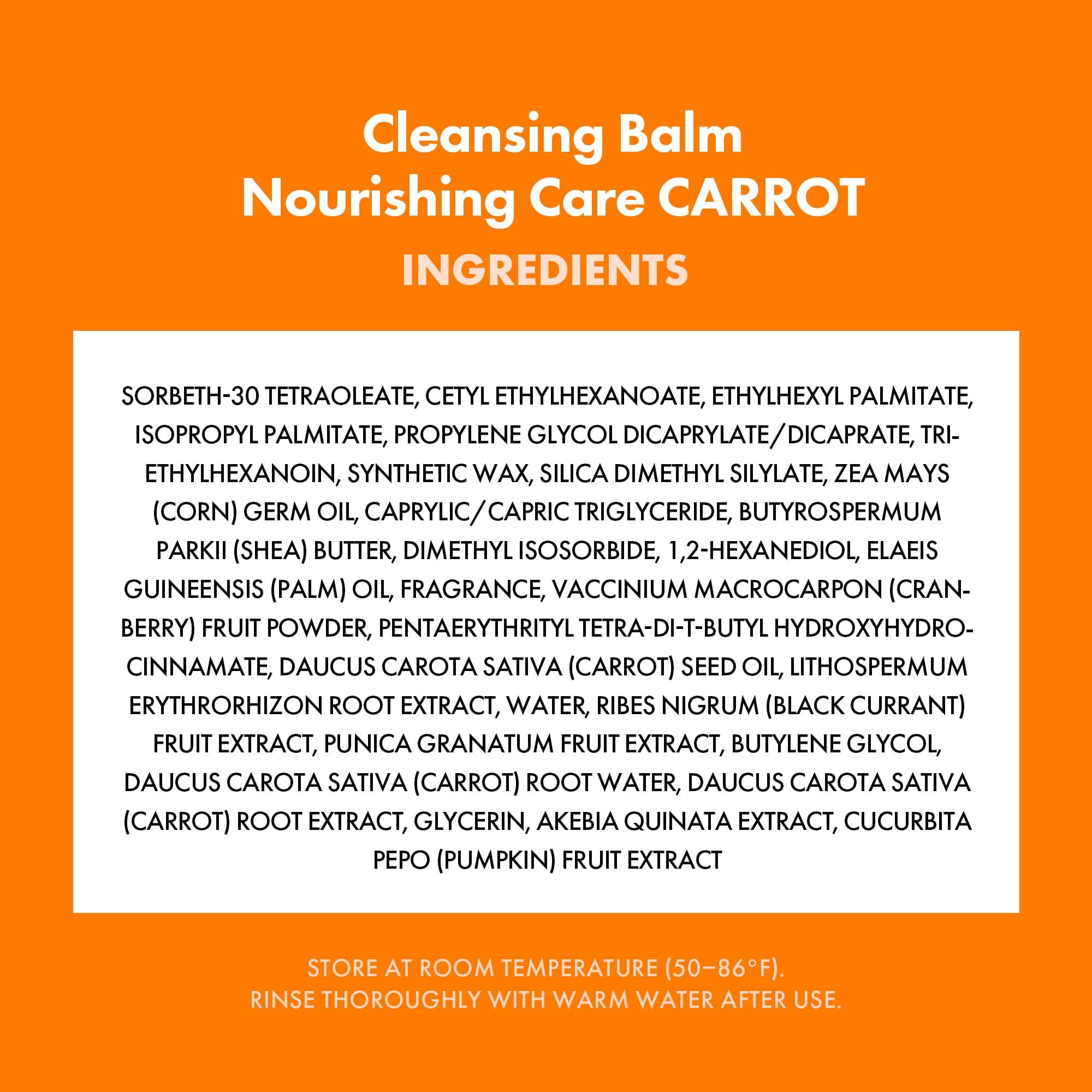 KAHI Cleansing Balm Nourish Care Carrot - Makeup Remover Balm with Carrot Seed Oil, Shea Butter & Cranberry Scrub - Gentle Exfoliating Korean Skincare 1.69 oz