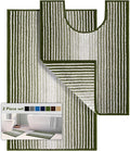 Bathroom Rugs Sets 2 Piece, Toilet Rugs U-Shaped, Contour Bath Mat Set for Toilet Bathroom, Soft Absorbent Chenille Bath Carpet, Quickly Dry, Washable (Sage, 32" x 20" + 24" x 20")