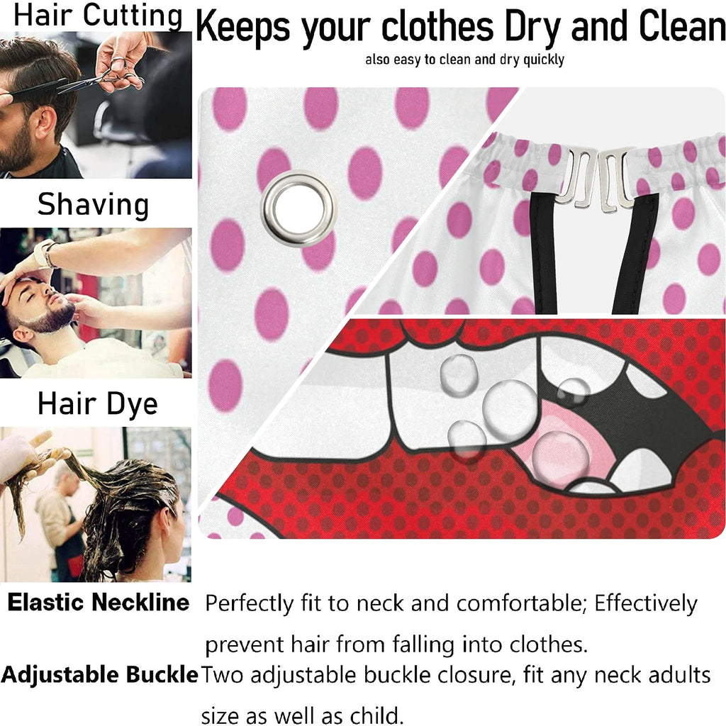 visesunny Barber Cape Sexy Lip Dot Polyester Hair Cutting Salon Cape Apron Anti-Static Haircut Water-Resistant Shaving Cloth Beard Shaving Bib Hairdressing Cape