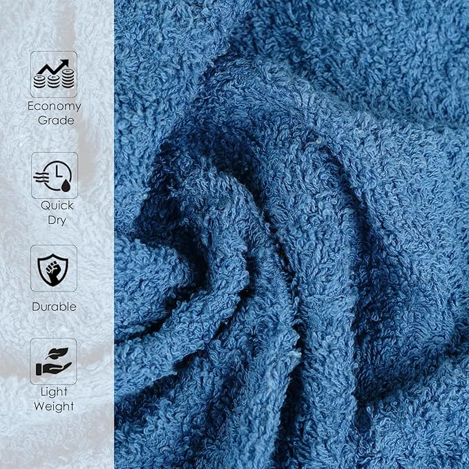 STF Linen 24 Pack Navy Blue Hand Towel 100% Cotton Spa Towel – 16x26 inches Highly Absorbable Facial Towels Gym, Hair Towel and Face Towel Bulk Small Towels (Not Bleach Proof)