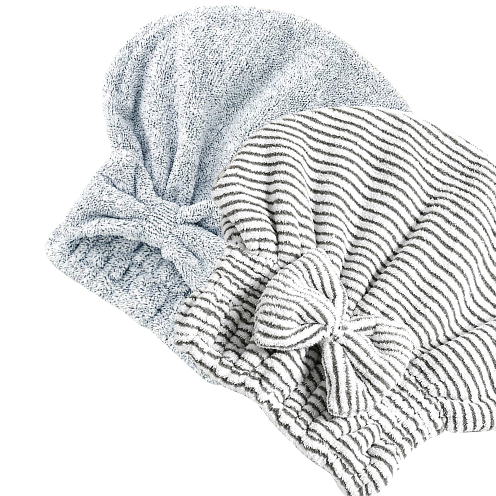 Jseng 2PC Bamboo Fiber Hair Drying Caps, Large Hair Wrap Towels, Extreme Soft & Ultra Absorbent, Thick Fluffy Fast Drying for Women