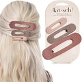 Kitsch Flat Claw Clips for Women - Strong Grip, Comfortable Design | Durable Plastic, Glossy Finish | Lay Down Claw Clip | For All Hair Types - Terracotta, 3pcs