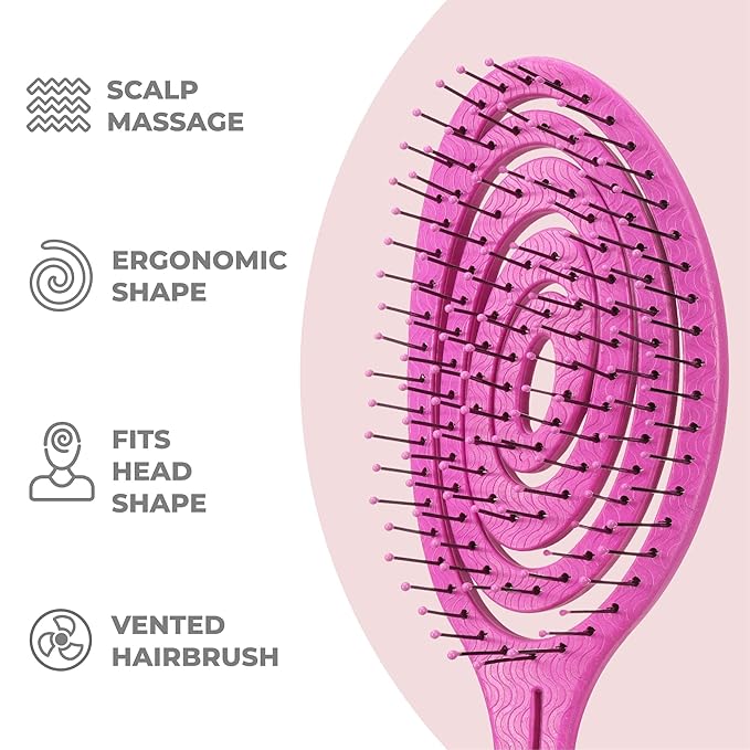 Ninabella Spiral Hairbrush - Detangle Hair Brush - For Brushing Wet or Blow Dry Hair - Detangler Vent Brush