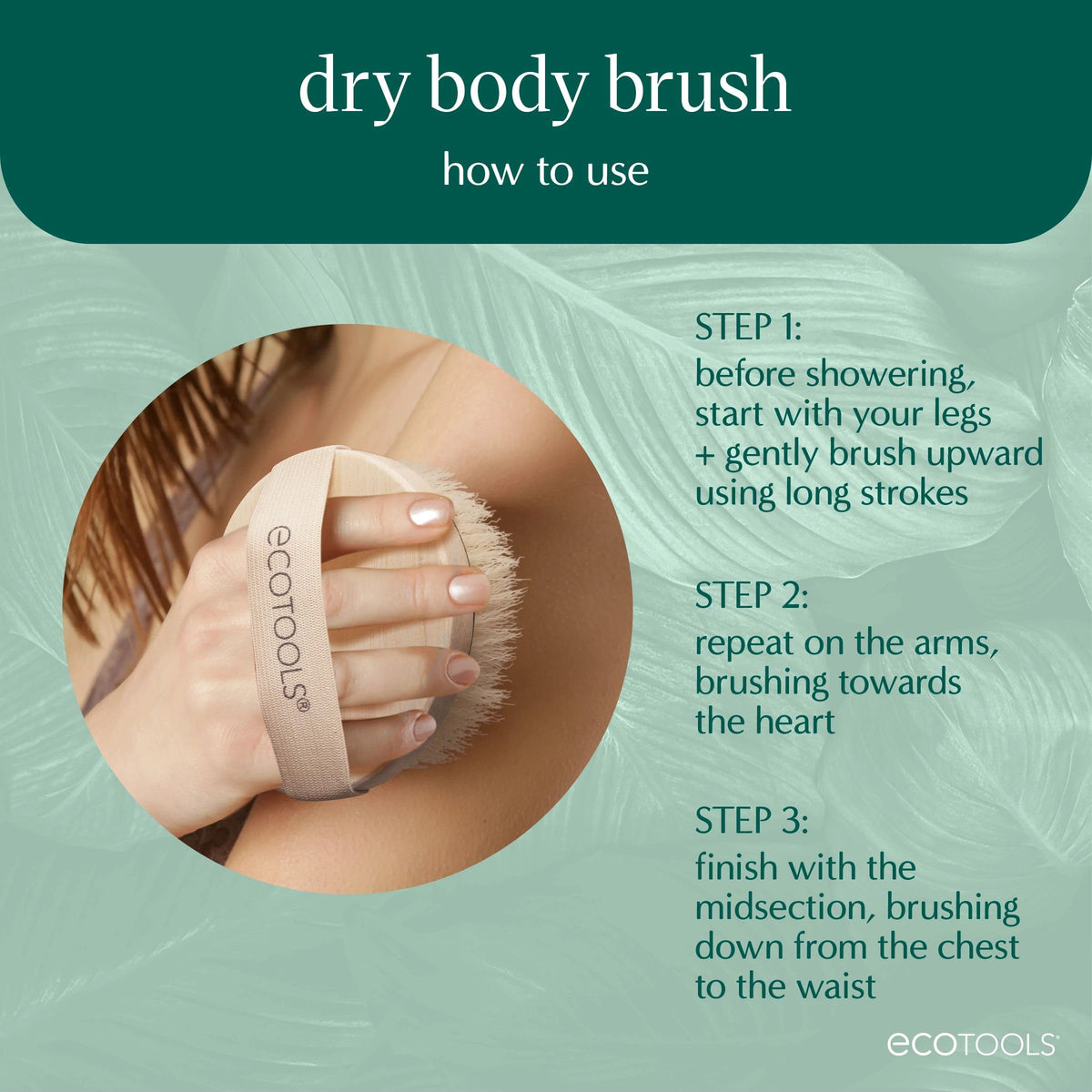 EcoTools Dry Body Brush for Shower Skincare, 1 Count