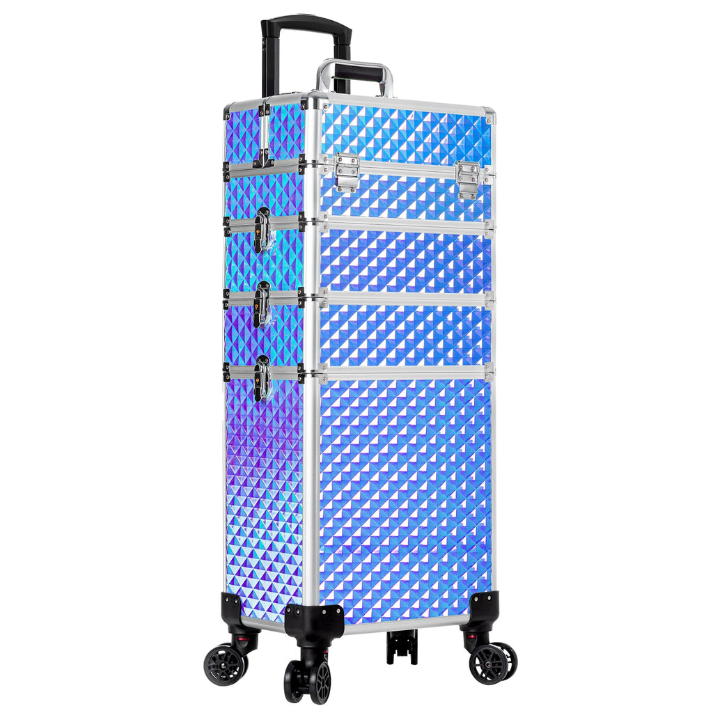 AROUS Rolling Train Makeup Case Cosmetology Case on Wheels, Colorful