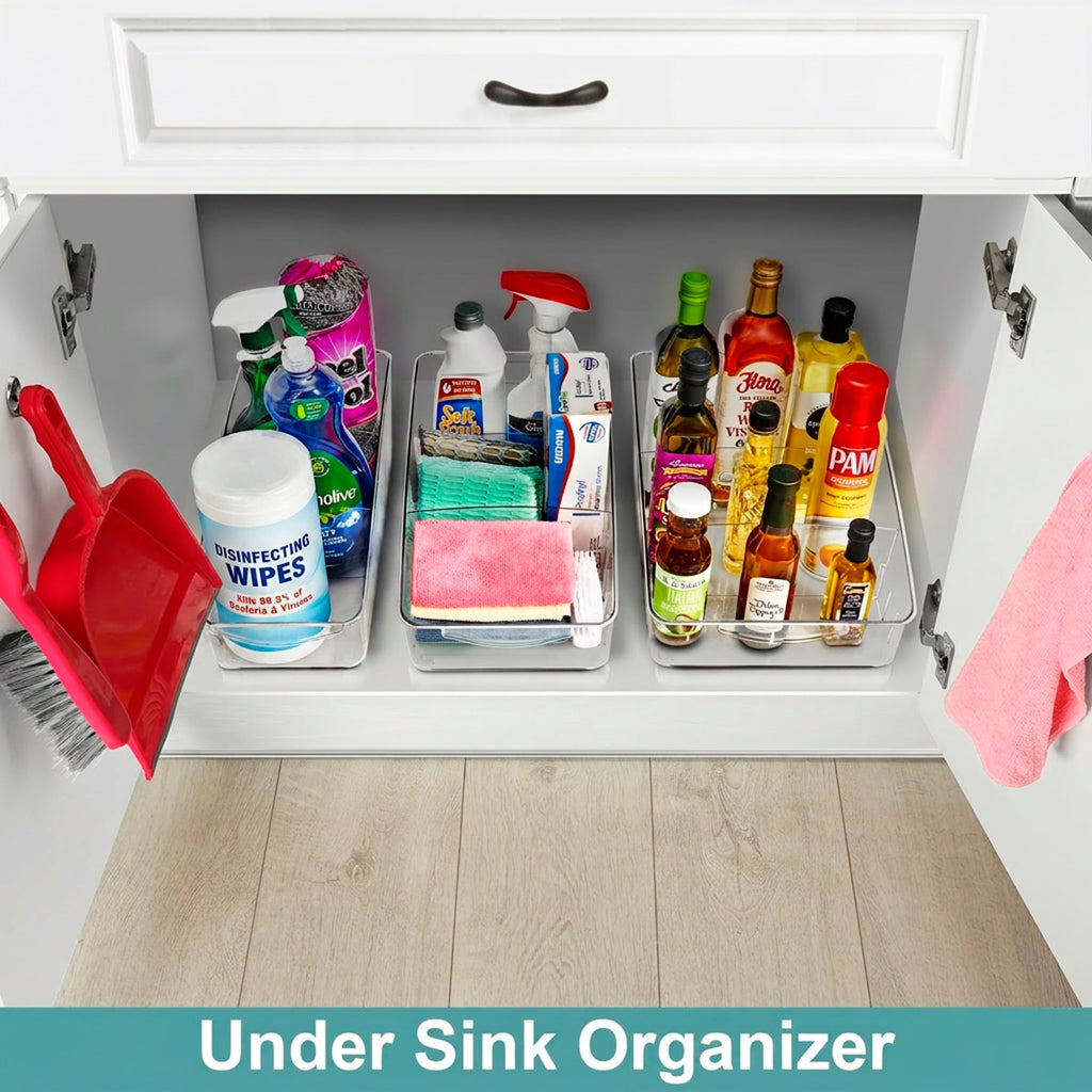Sorbus Fridge Organizer on Wheels - Rolling Fridge Organizers and Storage Clear Design with Dividers & Handles for Kitchen Organization and Storage - Refrigerator Organizer Bins & Pantry Storage Bins