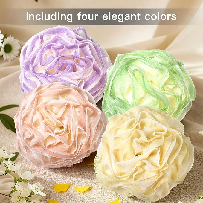 Loofah Sponge 70g, Large Exfoliating Bath Sponge, 4 Pack