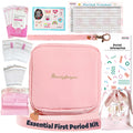 multipieyo Essential First Period Kit for Girls 10-12 | Period Bags for Teen Girls for School | First Period Gift with Sanitary Pad Storage Bag, Wipes, Period Tracker and More(Pink)