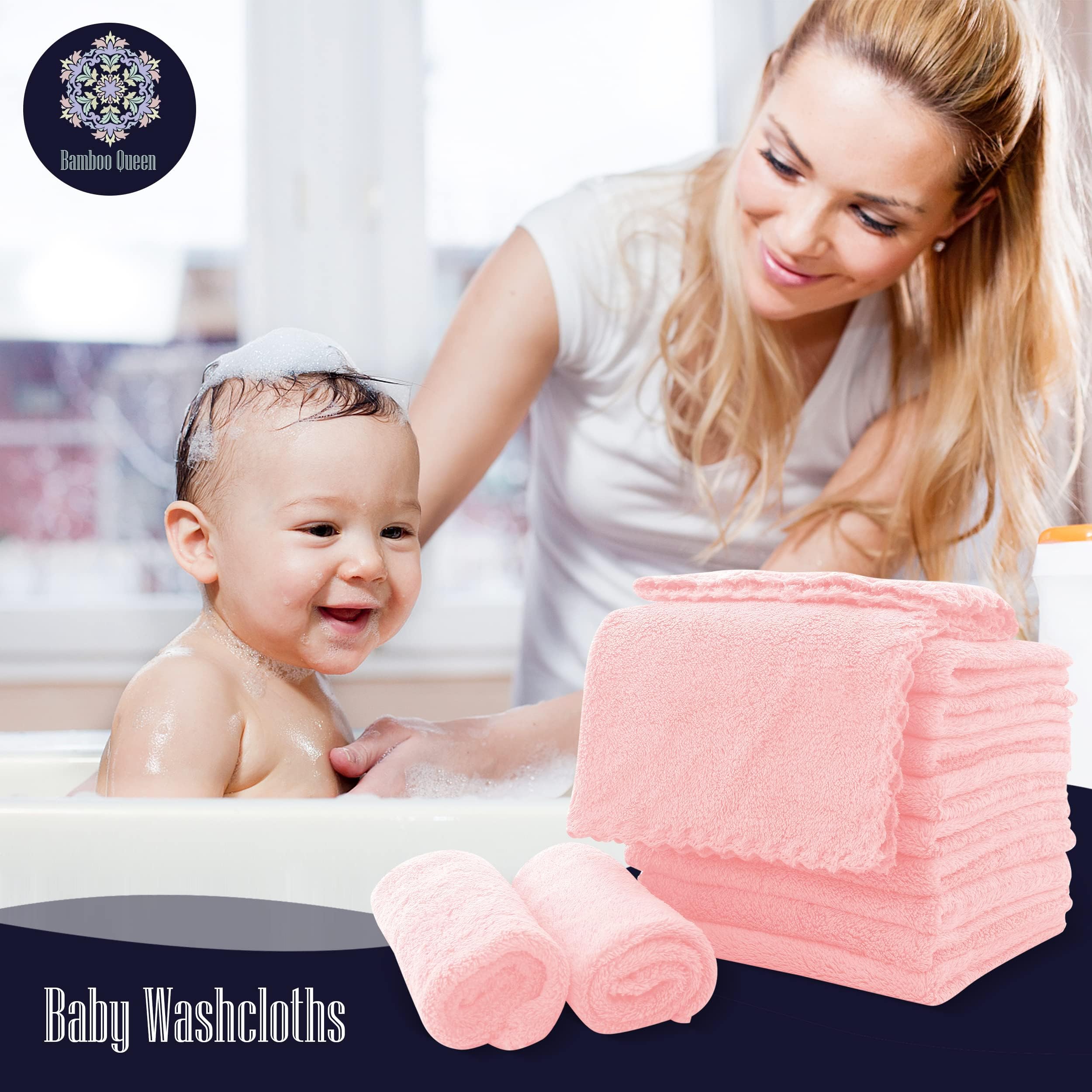 32 Pack Baby Washcloths - Luxury Coral Fleece - Extra Absorbent and Soft Wash Clothes for Newborns, Infants and Toddlers - Suitable for Sensitive Skin and New Born - Baby Shower - Pink, 10x10 Inch
