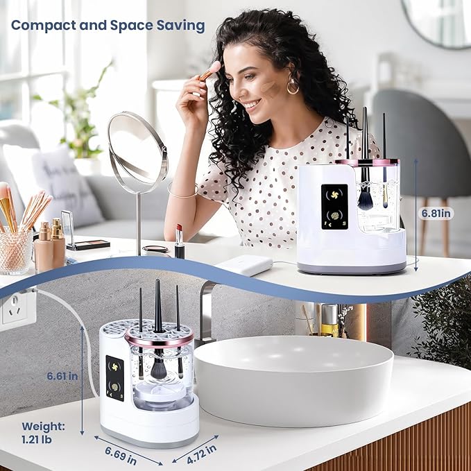 3 IN 1 Electric Makeup Brush Cleaner Machine With Drying Function, Automatic Cleaner Brushes Cleaner, Cosmetic Make Up Brush Machine for All Size Beauty Makeup Brush Set Gift for Mother, Girlfriend