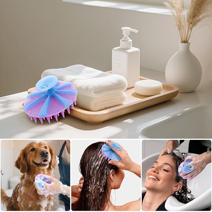 INNERNEED Silicone Scalp Scrubber for Hair Washing & Scalp Massage, Purple
