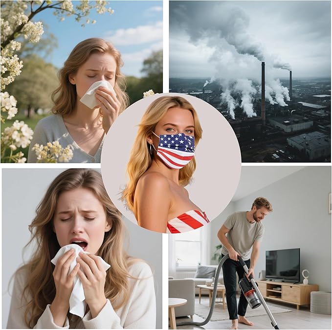 akgk 100PCS Disposable Face Masks with USA Flag Print, 3-Ply Breathable Face Mask For Adults