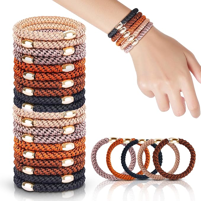 FORENEE Hair Ties No Damage - 20PCS Ponytail Holders - Elastic Hair Ties for Thick Hair - Braided Hair Bands for Women Girls's Hair - Neutral