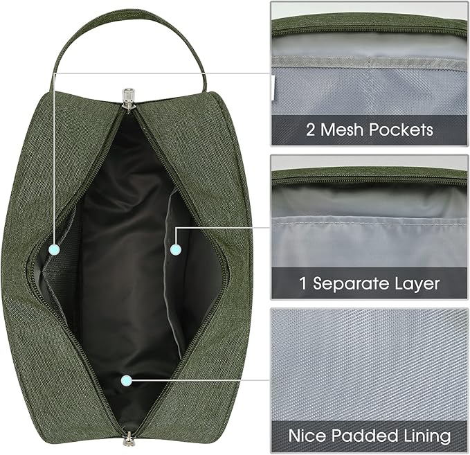 Narwey Travel Toiletry Bag for Women Traveling Dopp Kit Men Travel Bag for Toiletries Cosmetic Bag Makeup Bag Medicine Bag for Traveling (Army Green)