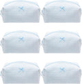 PAZIMIIK Cozy Makeup Bag for Women,Zipper Cosmetic Pouch,Waffle Blue,6 Pack