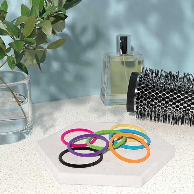 Amazon Basics No Damage Elastic Hair Ties, Ponytail Holders for Thick Hair, No Pull, Secure Hold, Snag-Free, Bright 4 MM Elastics for All Types, 32 Count