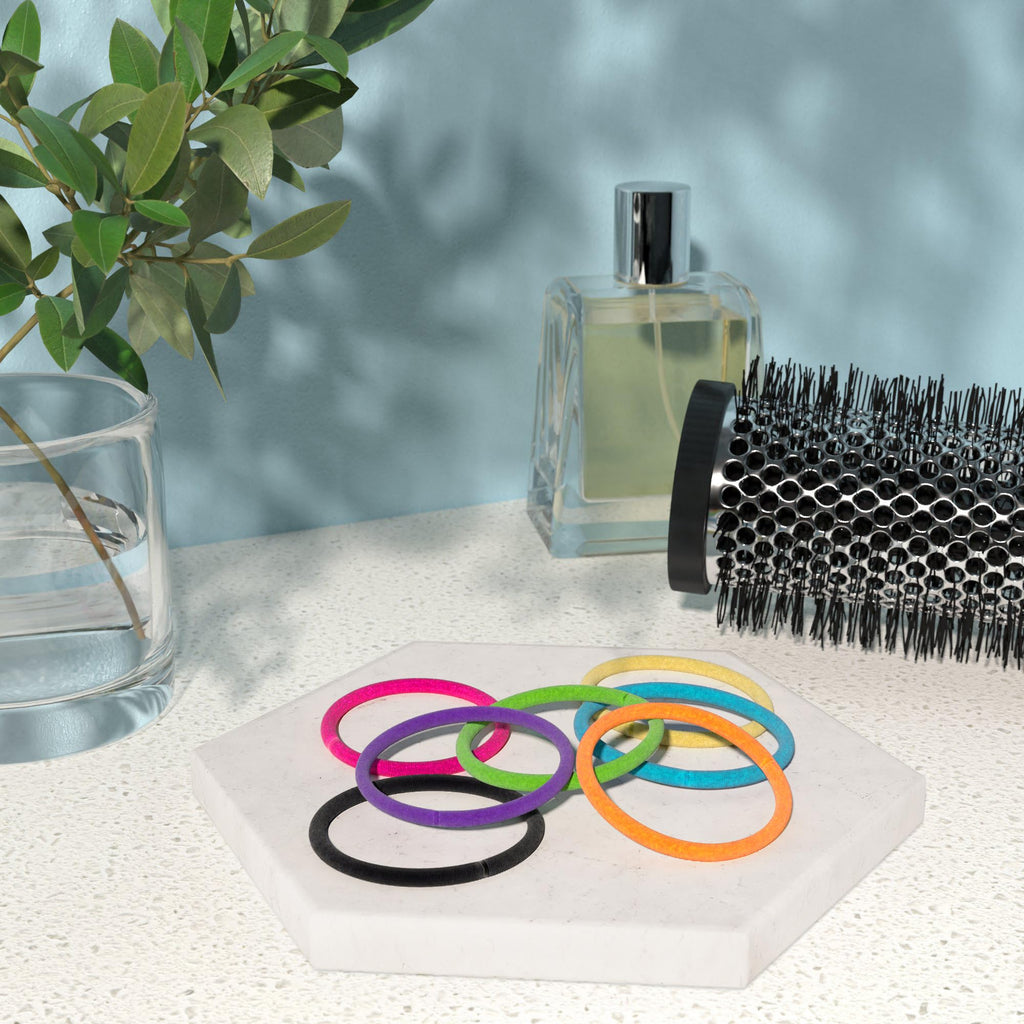 Amazon Basics No Damage Elastic Hair Ties, Ponytail Holders for Thick Hair, No Pull, Secure Hold, Snag-Free, Bright 4 MM Elastics for All Types, 32 Count