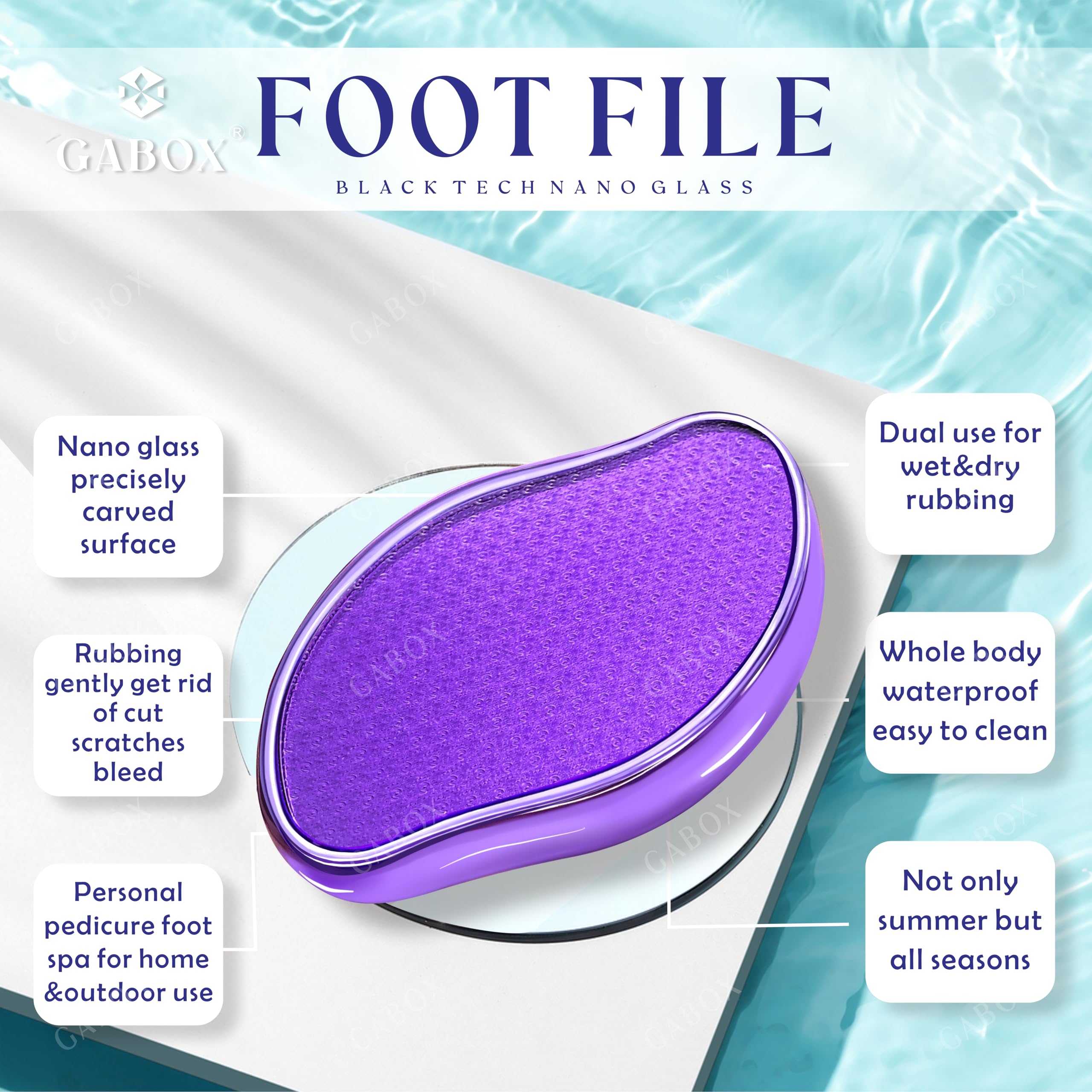 GABOX Nano Glass Pro Foot File, Feet Callus Remover, Dead Skin Exfoliator