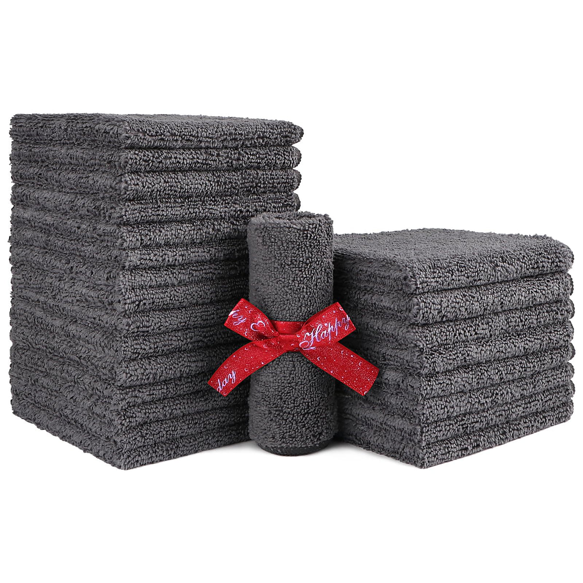 HOMEXCEL Washcloths 12PK, Ultra Soft&Highly Absorbent Face Towels, 12X12 in