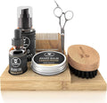 Striking Viking Bamboo Beard Kit for Men - 7.3 in x 4.5 in x 1 in - Portable Grooming Caddy Organizer for Beard Balm & Oil Products - With Scissors & Comb Brush Holder