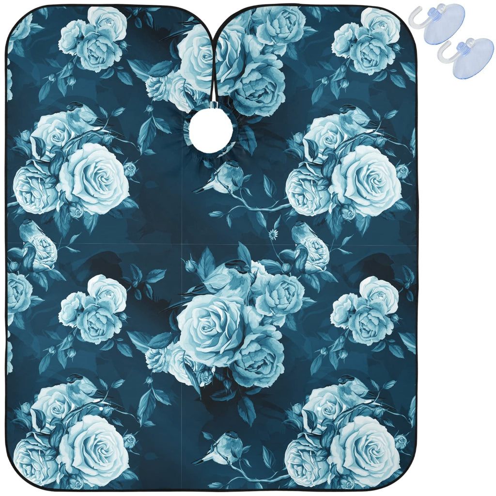 Visesunny Barber Cape - Rose Peony Leaf Bird Polyester Hair Cutting Salon Apron Anti-Static Haircut Water-Resistant Shaving Cloth Beard Shaving Bib
