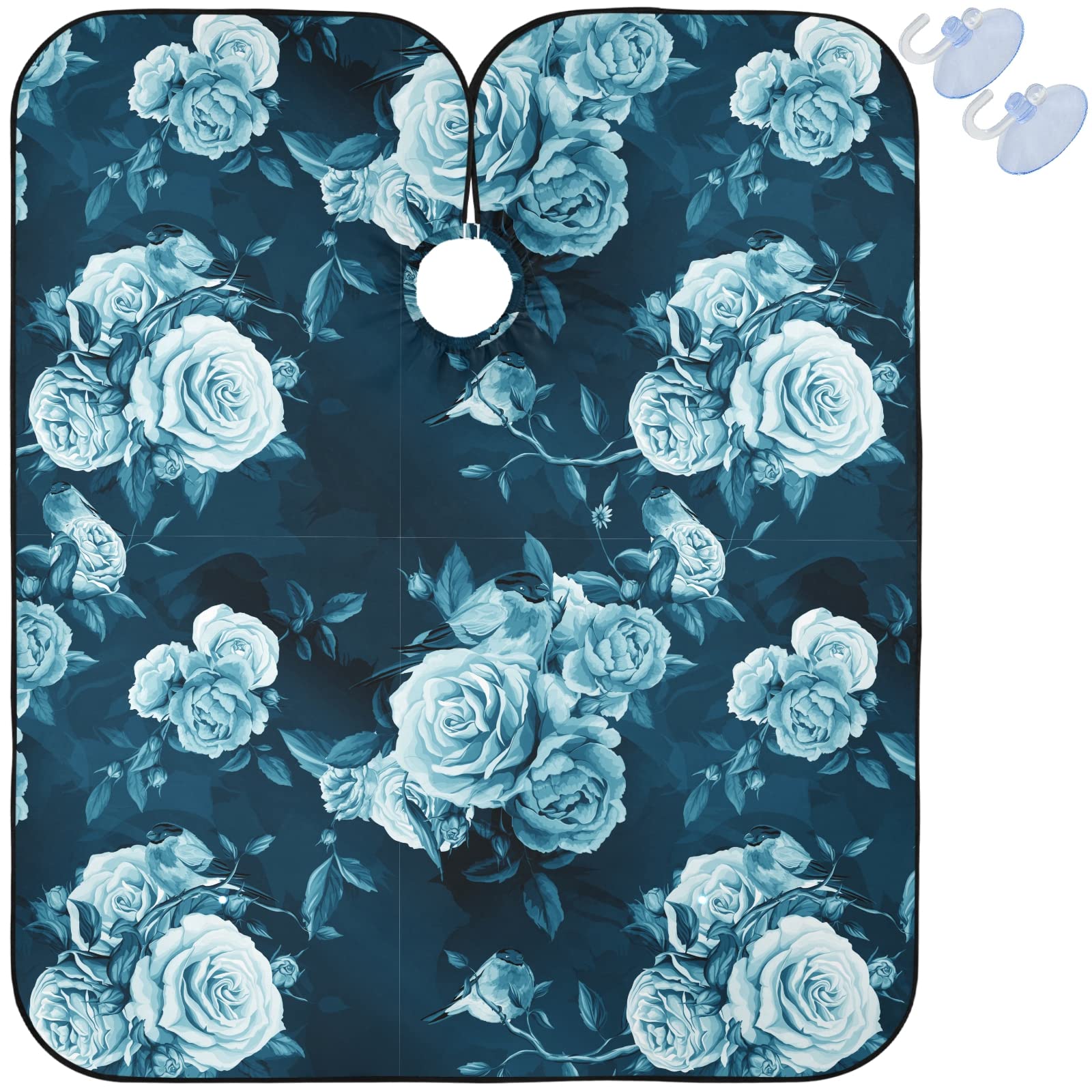 Visesunny Barber Cape - Rose Peony Leaf Bird Polyester Hair Cutting Salon Apron Anti-Static Haircut Water-Resistant Shaving Cloth Beard Shaving Bib