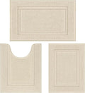SHACOS Light Beige Bathroom Rugs Sets 3 Piece Bath Mat U Shaped Toilet Rug