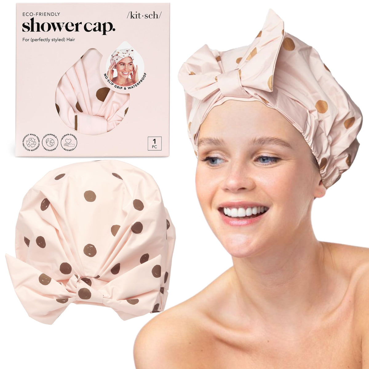Kitsch Luxury Large Shower Cap for Women - Palm Leaves