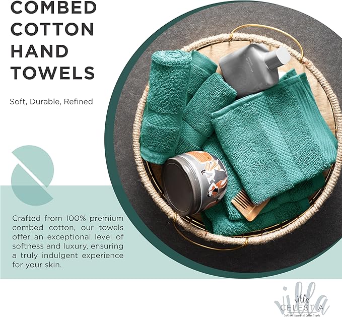 100% Cotton Wash Cloth for face & Body Set of 6, (12 x 12 inches) Sustainable, Soft, Highly Absorbent, Combed Cotton Wash Cloths Pack of 6 for Hotels, Spa, Bathroom, Dorm, Teal