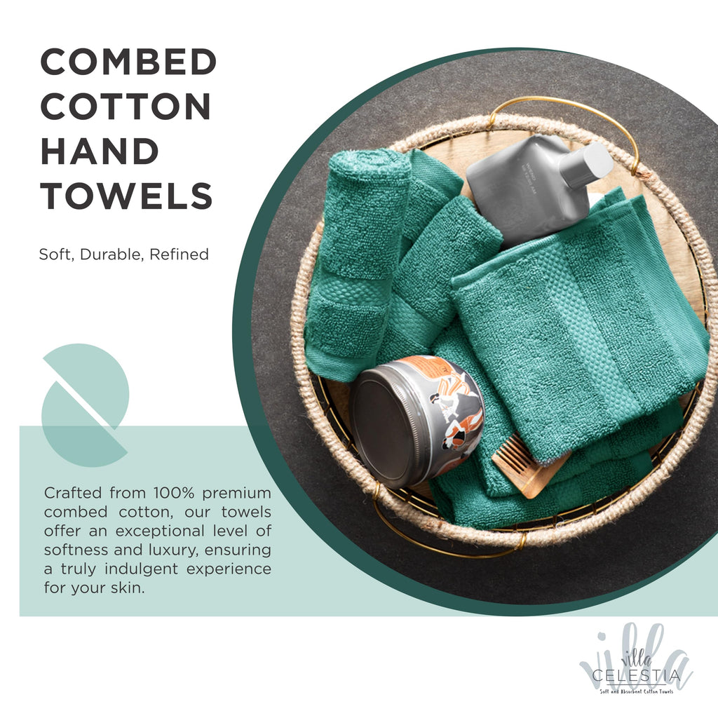 Villa Celestia 12-Piece 100% Cotton Towel Set, 4 Bath Towels, 4 Hand Towels, 4 Wash Cloth, Quick-Dry, Teal