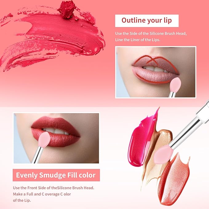 Yoizyfree Reusable Lip Mask Applicators - 6 Pcs Silicone Lip Gloss & Lipstick Brush Set