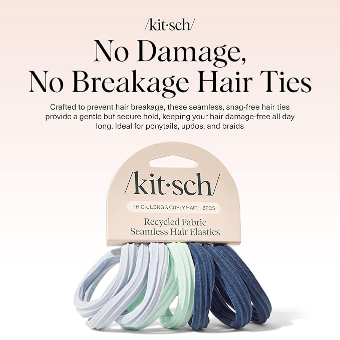 Kitsch Seamless Hair Ties No Damage - Stretchable Hair Bands for Strong All-Day Hold, Ponytail Holders | Hair Accessories for Girls - Garden Bouquet 8 Pcs
