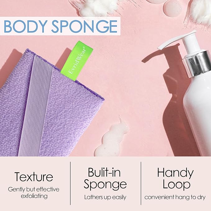 Evridwear 3 Pack Exfoliating Bath Sponges, Body Scrubber for Shower, Textured Loofah Pads for Dead Skin Removal, Body Exfoliator for Smoother Skin, Spa Body Polishing for Men & Women(Macaroon)