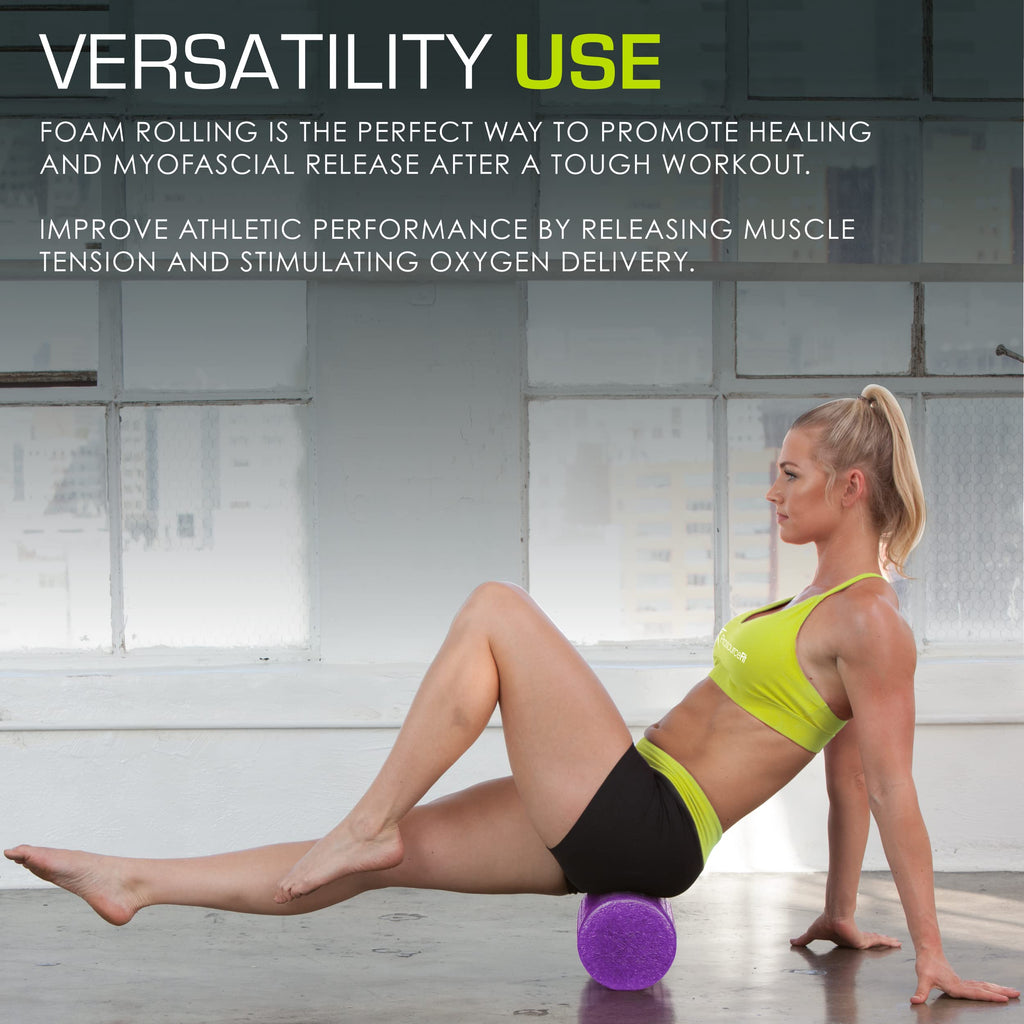 ProsourceFit High Density Foam Rollers 36 - inches long,Firm Full Body Athletic Massage Tool for Back Stretching, Yoga, Pilates, Post Workout Muscle Recuperation, Purple