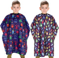 YELEGAI Kids Hair Cutting Cape (2 Pack) Professional Children Salon Barber Apron for Boys and Girls (Cartoon Robot & Cartoon Monster)