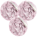 MainBasics Shower Loofah Sponge Pouf, Set of 3, Perfectly Pink