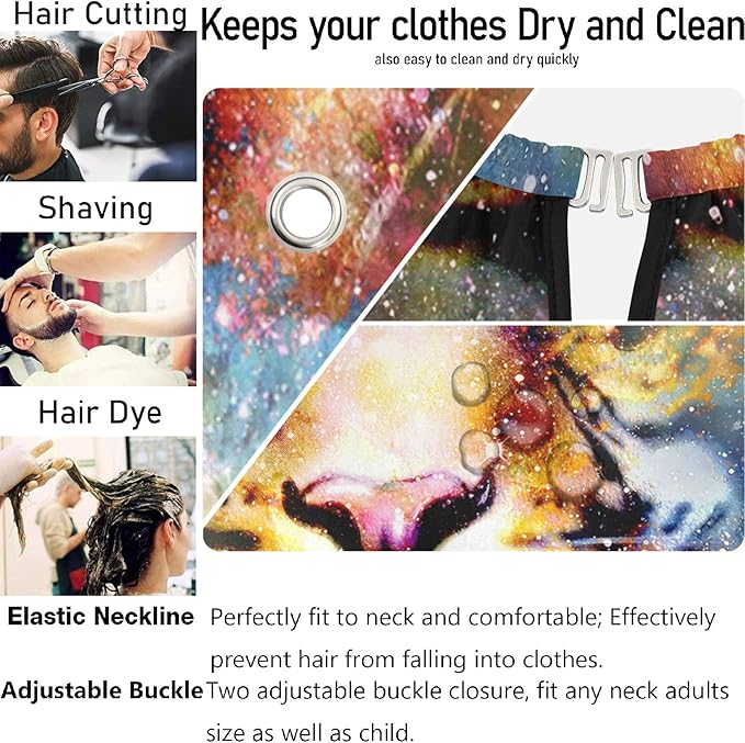 visesunny Tiger Galaxy 3D Print Barber Cape Anti-Static Hair Cutting Cape with Snap Closure Professional Salon Polyester Cape Barber Water-Resistant Hairdressing Cape Adjustable Snap for Hairstylists