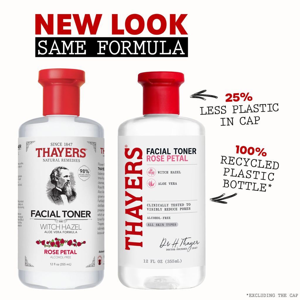 THAYERS Alcohol-Free Rose Petal Witch Hazel Facial Toner for Glowing Skin, Soothing, Hydrating, Refreshing Toner for Normal and Combination Skin, 3oz