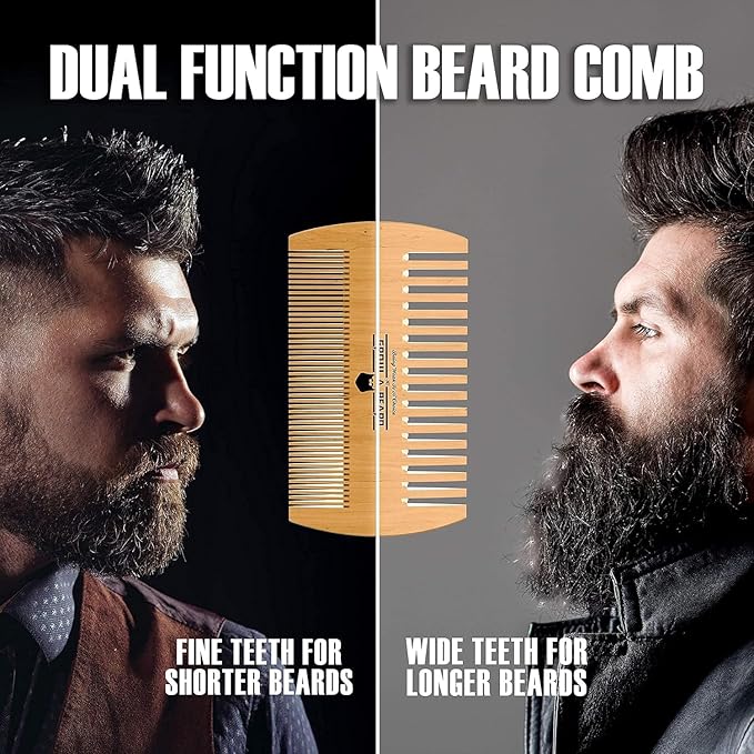 Wooden Beard Comb for Men & Case, Great Mustache Comb for Men, Dual Action Beard & Mustache Comb With Fine & Coarse Teeth, Mens Pocket Wood Comb, Peine Para Barba de Hombre (black)