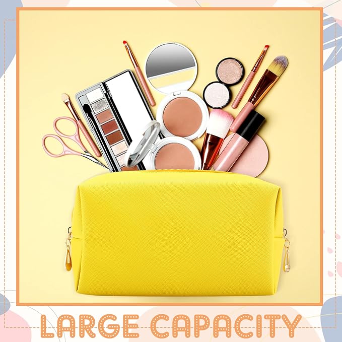 Kigeli Aesthetic Makeup Bags PU Leather Cosmetic Pouches Waterproof Plain Toiletry Bags Makeup Pouches Bulk for Women Party Gift Travel Storage Organizer(Macaron,7.1 x 2.8 x 4.3 in)