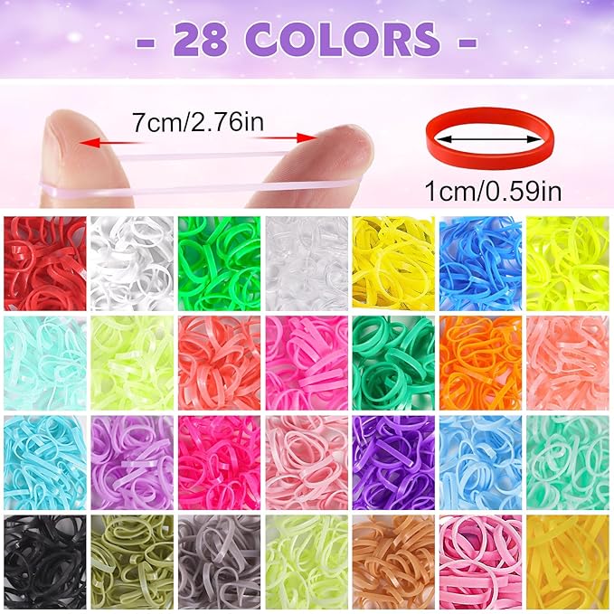 BESARME 28 Colors Rubber Bands for Hair Elastics with 8 Styling Tools, 1500 Pcs Baby Toddler Small Hairs Ties for Girls Hairs Accessories for Women