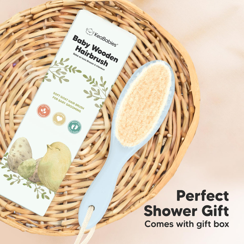 Wooden Baby Hair Brush for Toddler, Infant Cradle Cap (Frost, Regular)