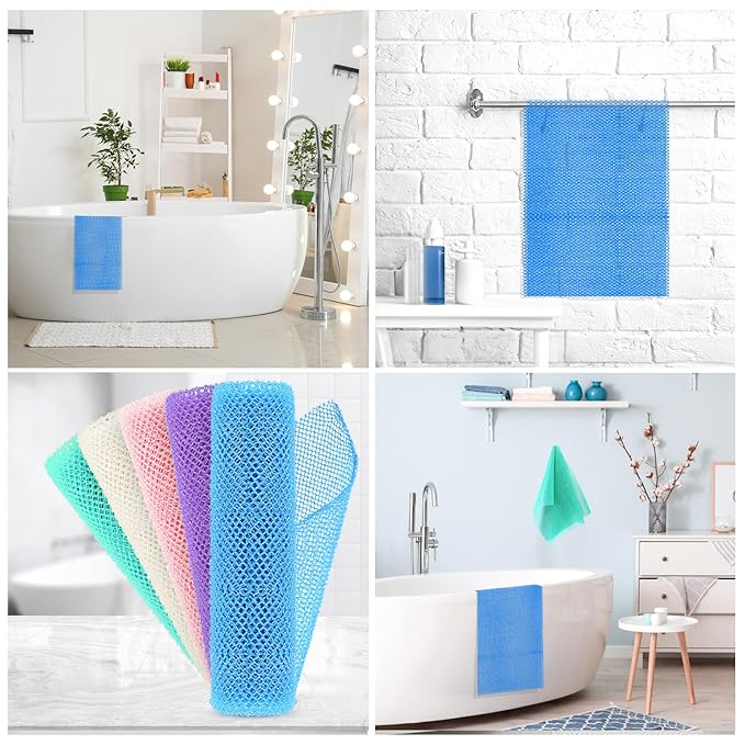 5 Pieces African Bath Sponge African Net Long Net Bath Sponge Transform Your Shower Routine with African Bath Sponges for Exfoliated, Silky Smooth Skin (Purple, Pink, Green, Blue, White)