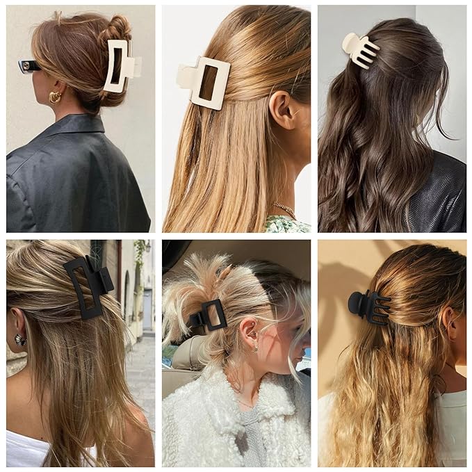 SMKSL 3 Styles Hair Clips for Women Small Medium Big Claw Clips for Thin Thick Hair 12 Pcs Hair Claw Clips Hair Clips Combination Hair Accessories for Women (Black & White)