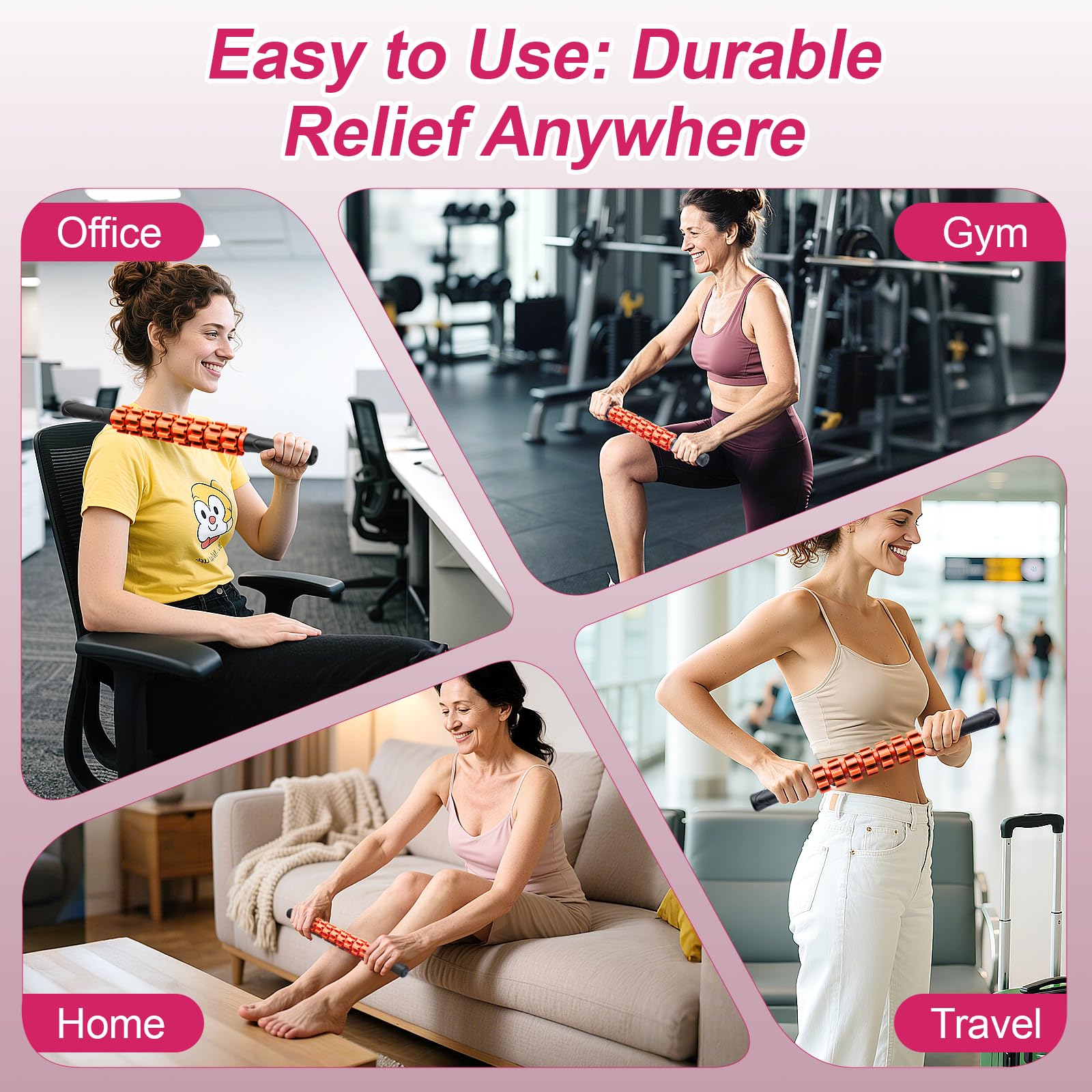 ZanLLW Muscle Roller Stick, Muscle Roller, Liposuction Massage Roller for Lymphatic Drainage, Massager Stick for Relief Muscle Soreness, Trigger Points, Help Exercise Runner Legs, Back Recovery