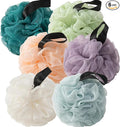Loofah Sponges for Shower,Pastel Plus 6 Pack - Blue, Purple, Light Green, Beige, Orange & Peacock Green