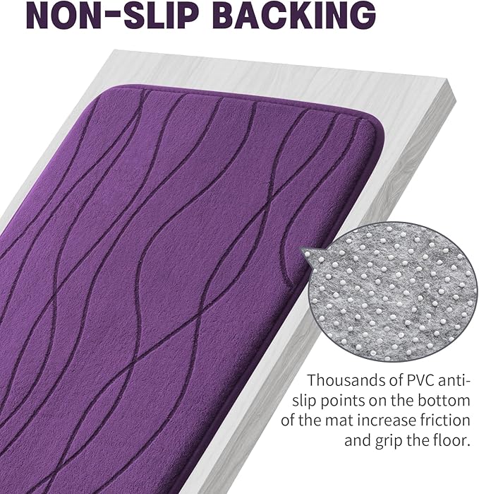 YIHOUSE Bathroom Rugs Set 3 Piece, Memory Foam Bath Mat Purple