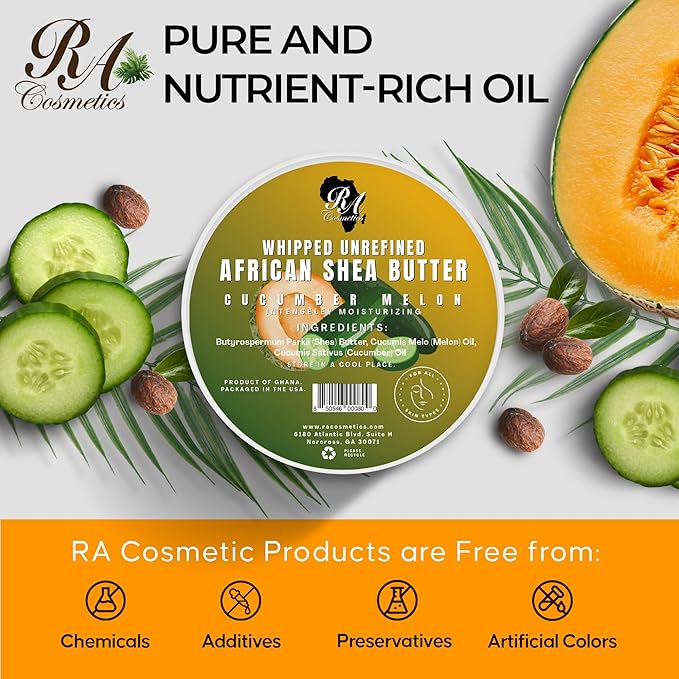 RA COSMETICS Whipped Shea Butter, Cucumber-Melon, 12oz